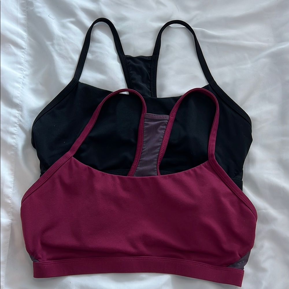 Women's Black and Burgundy Sports Bras set of 2 Size S
